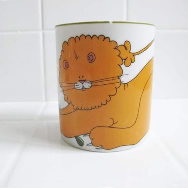 Vintage Lion Coffee Mug - Animal Antics Sandy Traub Taste Seller Sigma Made in Japan Ceramic Mug - Kawaii Cute Gift 