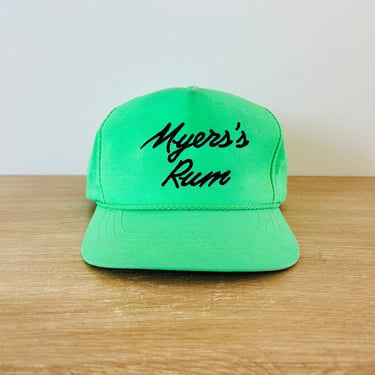 Vintage 1980s Myer's Rum Neon Green Snapback Hat Cap - As Is Condition 