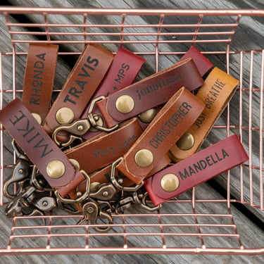 Made in USA | PERSONALIZED Leather Key Fob | Keychain | Key Holder | Monogram | Name | Initials 
