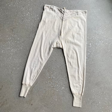 Vintage Cream Long Underwear / Vintage Antique Thermal Pants / Vintage Cream Thermal Long John Pants / Vintage Cosy Brand Thermal Pants XL 