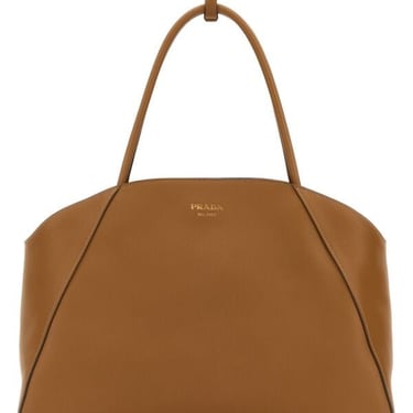 Prada Woman Caramel Leather Shopping Bag