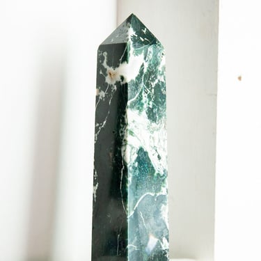 Large Natural Moss Agate Tower