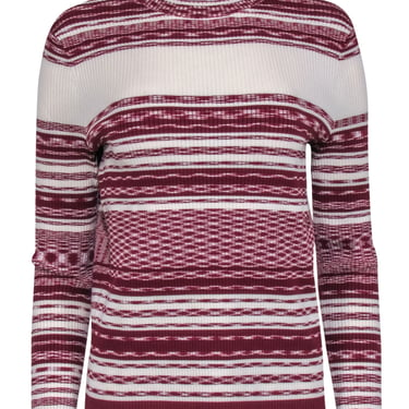 Tory Burch - Ivory & Red Striped Turtleneck "Julie" Sweater Sz L