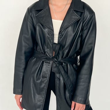 Black Leather Wrap Jacket (S)