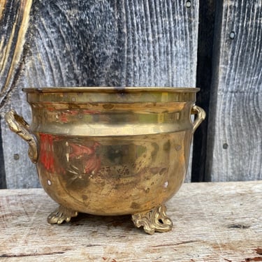 Small Brass Bowl - Brass Small Pot -- Small Pot -- Small Brass Planter -- Brass Planter -- Brass Pot -- Brass with Handles -- Indian Brass 