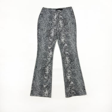 1990s y2k Express Snakeskin Print Pull On Flares / Bootcut / Leggings / Rave/ Grunge / Cyber / Streetwear / Goth / Gray / Grayscale / Bratz 