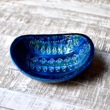 Vintage Italian Glazed Ceramic Blue  Bowl Home Decor Vintage Gift Table  Decor Fruit Bowl Studio Ceramic 