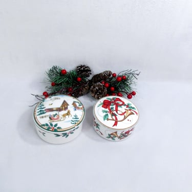 Mikasa Christmas  - Candy Dish with Lid - Trinket Boxes - Choice of "Christmas Magic" or "Jubilation"- Bone China 