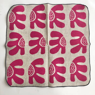 Hand printed linen napkins- Flower Design 