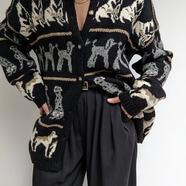 Favorite Vintage Dog Graphic Wool Cardigan