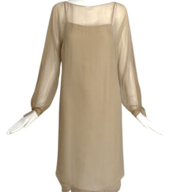 PAULINE TRIGERE- 1970s Ombre Chiffon Dress, Size 6