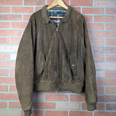 Vintage 90s Polo Ralph Lauren Suede Leather ORIGINAL Zip Up Bomber Jacket - Extra Large 