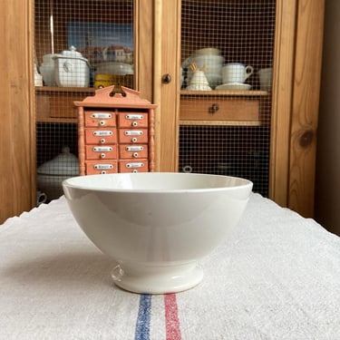 Beautiful pure white X-large vintage French ironstone cafe au lait bowl- BD3 