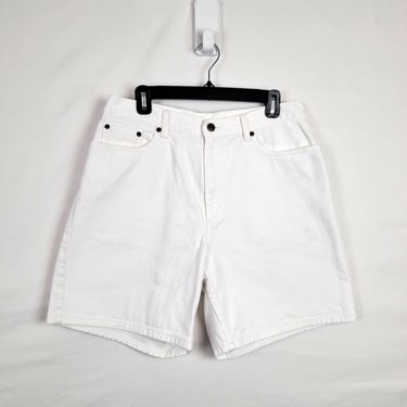 Vintage 90s White High Rise Denim Shorts, Size 32 Waist 