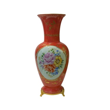 Western Style Porcelain Orange Flower Scenery Round Vase ws2801E 