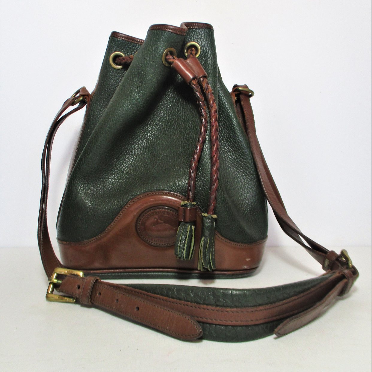 Vintage Dooney & Bourke Elegant Forest Green and Tan Leather Backpack Dooney & Bourke Mini Backpack | Dead Center Vintage main image 3