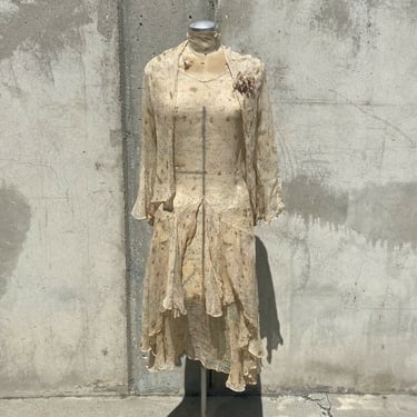 Antique 1920s Muted Pastel Floral Chiffon Dress & Jacket | Strange Desires  - Alhambra, CA | ATTIC