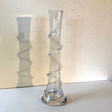 Post Modern Clear Tall Glass Vase 