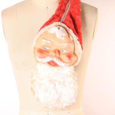 1950s Novelty Christmas Santa Face Pajama Zip Up Bag 