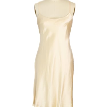 Vintage 1990s Ralph Lauren Satin Slip Dress | S | 90s Bias Cut Cream Satin Low Back Dress | Designer | Bridal 