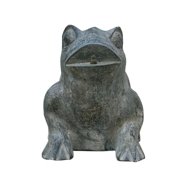 Chinese Distressed Gray Stone Frog Toad Fountain Mouth Statue cs7102E 