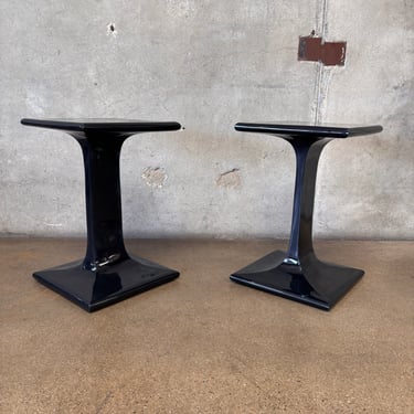 Pair of Made Goods Bexley Indoor Resign Teal Accent Tables