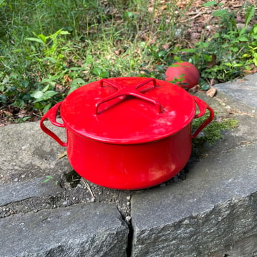 Vintage Red Dansk Lidded Pot Enamelware Danish Mid-Century 