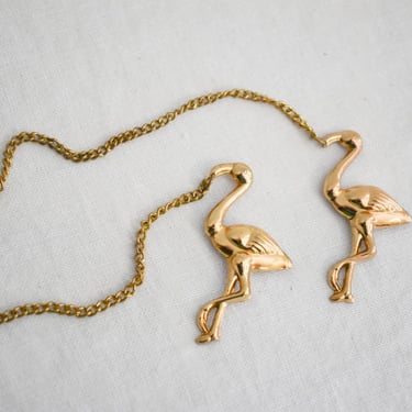 1940s Gold Flamingos Chain Swag Brooch 