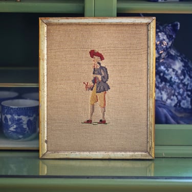 Antique Needlepoint Tapestry | Wood frame 