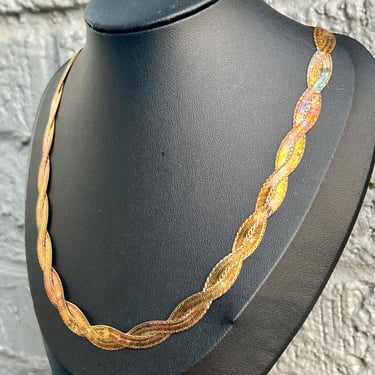 Sterling Silver 925 Milor Braided Necklace Made In Italy Gold Plated Vintage 17” 