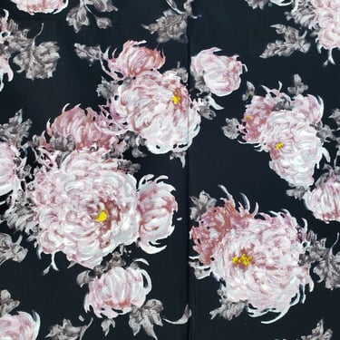 Vintage 1950's Chrysanthemum Print Fabric / 60s Large Scale Floral Fabric 