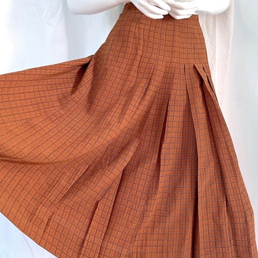 HERMES Pleated Silk Midi, French STEALTH WEALTH Boho Chic, Vintage Hermes, 1970s Preppy Chic Plaid Skirt, Celine Vibe, Hermes Silk Scarf 