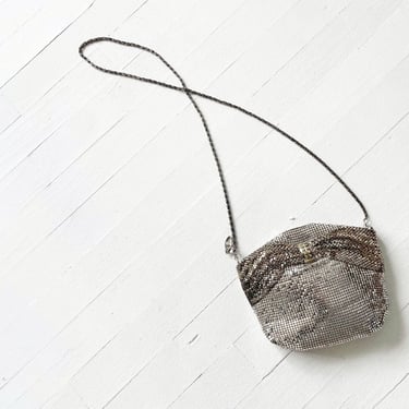 Vintage Silver Mesh + Rhinestone Bow Bag 