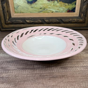 Hand Made Pink Cutout Ceramic Bowl Signed Pottery Décor Unique Design for Table or Shelf Display 