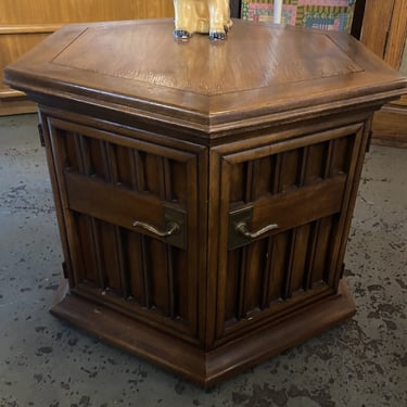 2 Door Hexagonal Wooden Side Table