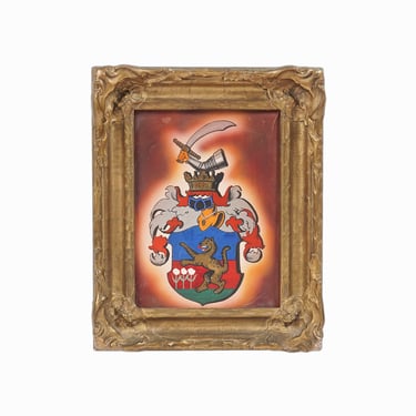 Vintage Painting on Paper Crest Heraldry 