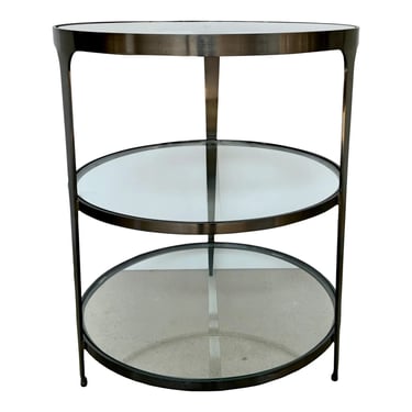 Worlds Away Modern Gunmetal Finished Three-Tier Vienna End Table