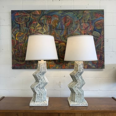 Pair of zig Zag Lamps by Vera’s Art Studios