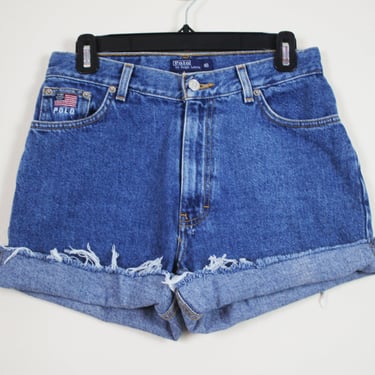 Vintage 1990s High Waist Denim Shorts, Size 28 Waist 