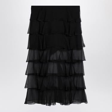 Valentino Black Silk Chiffon Skirt Women