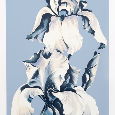 Lowell Blair Nesbitt, White Irises on Blue, Screenprint 