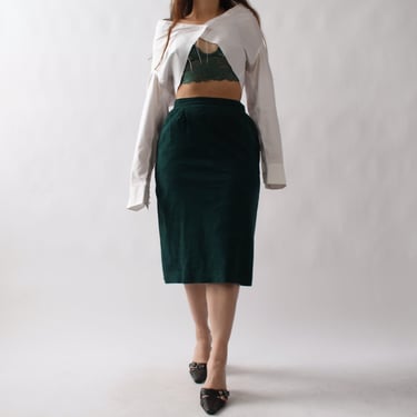 Vintage Evergreen Suede Skirt - W26