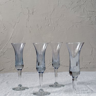 Vintage Holmgaard Blue Tint Cordial Glasses - Set of 4