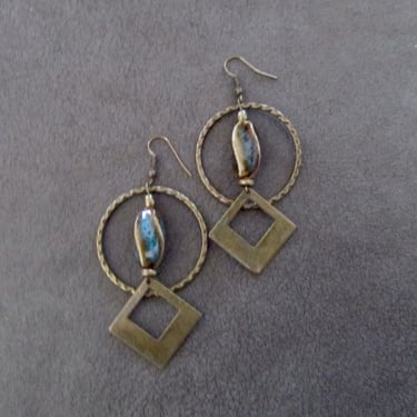 Bronze hoop and ceramic earrings 