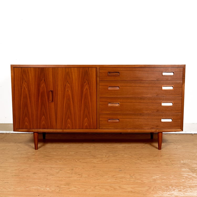 Danish Teak Apartment-Sized Bi-Fold Cabinet / Sideboard