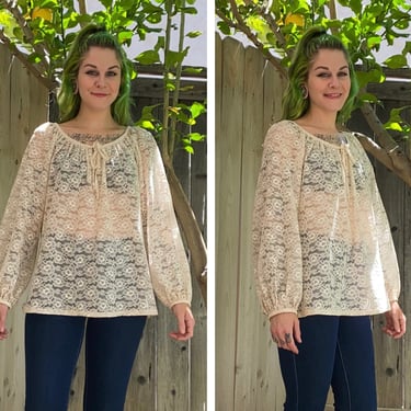 Vintage 1970’s Cream Lace Blouse by Tumbleweeds 