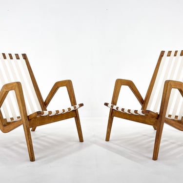 Pair of 1970s Jan Vaněk Oak Armchairs, Czechoslovakia / Vintage Design / Vintage Armchairs 