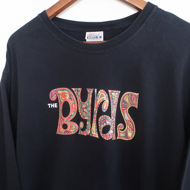 The Byrds shirt / vintage band shirt / 1990s The Byrds rock band black long sleeve cotton t shirt XL 
