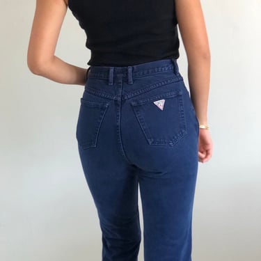 90s Guess jeans / vintage dark indigo wash denim high waisted Guess jeans | 27 Waist 