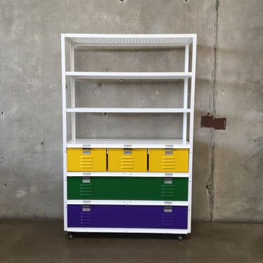 Custom Made 3x3 Locker Basket Unit On Casters w/Expandable Metals Shelves